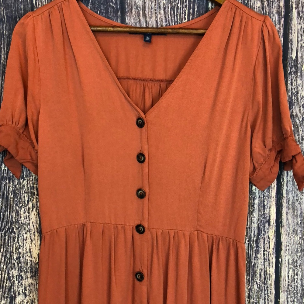 ONE CLOTHING orange button front prairie dress - Picture 2 of 6
